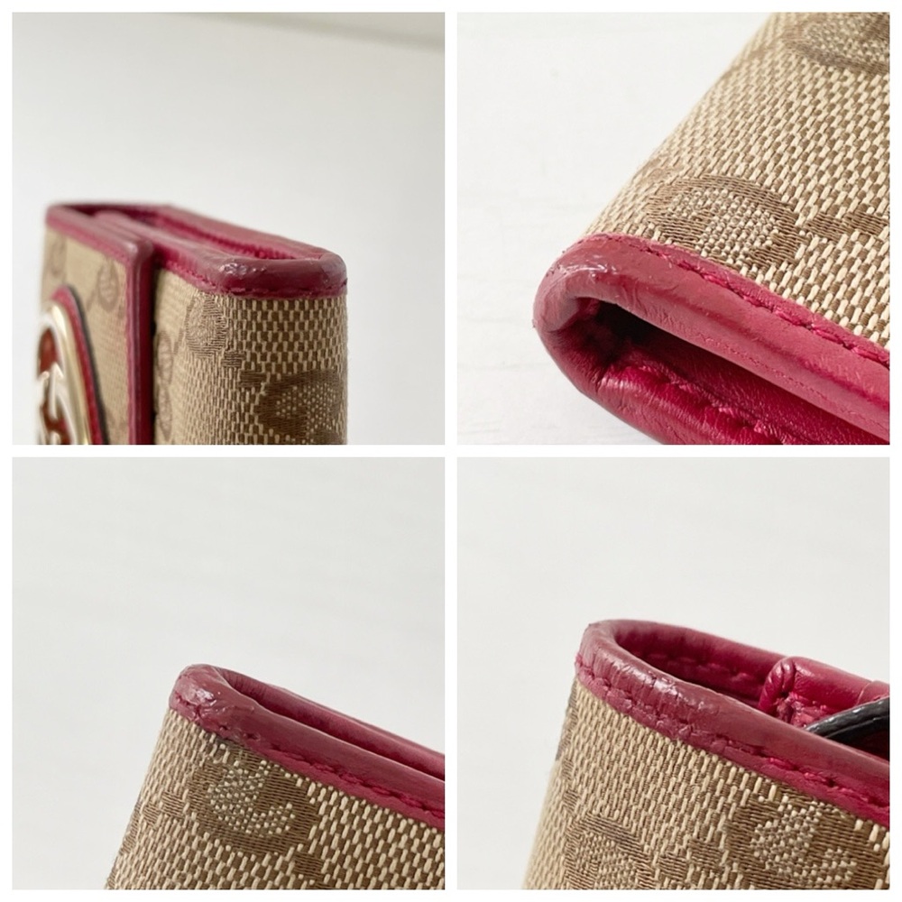 Gucci brown monogram canvas burgundy leather trim heart GG logo wallet - Picture 5 of 14